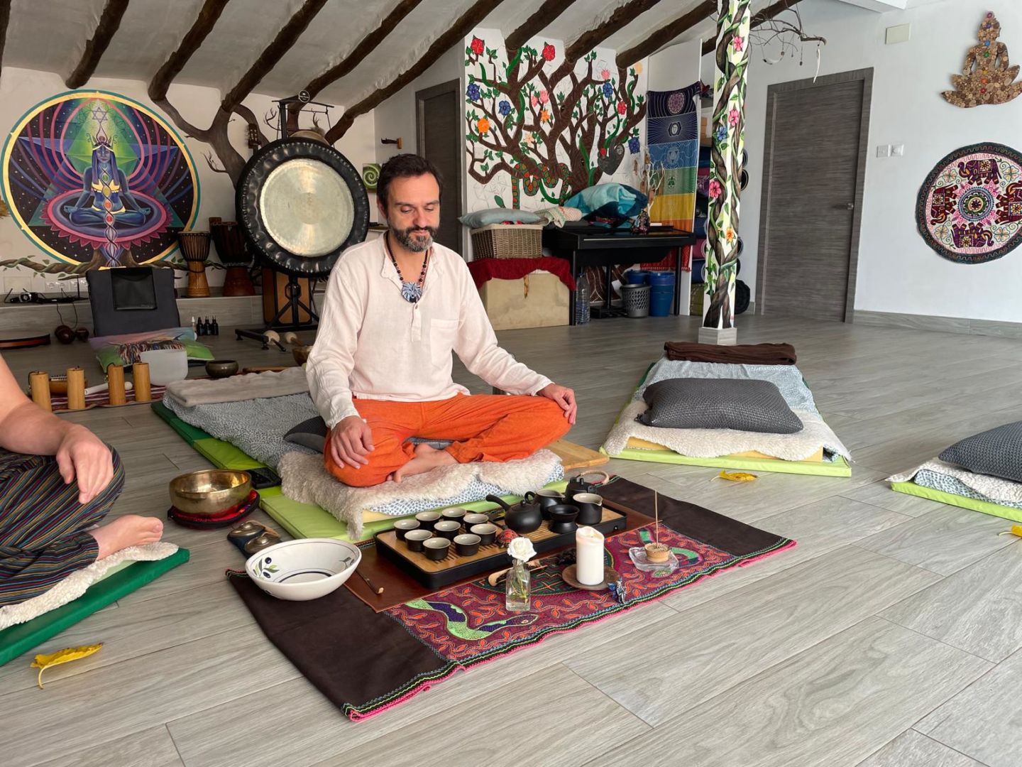 Gongfu tea ceremony with Pu-erh tea and traditional Chinese tea set